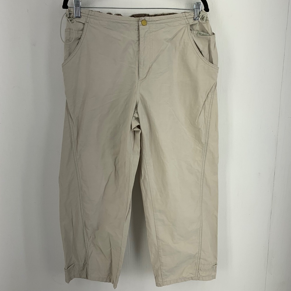 Columbia Womens Large Cargo Capri Hiking Pants Granola Girl Gorpcore Hiking Tan